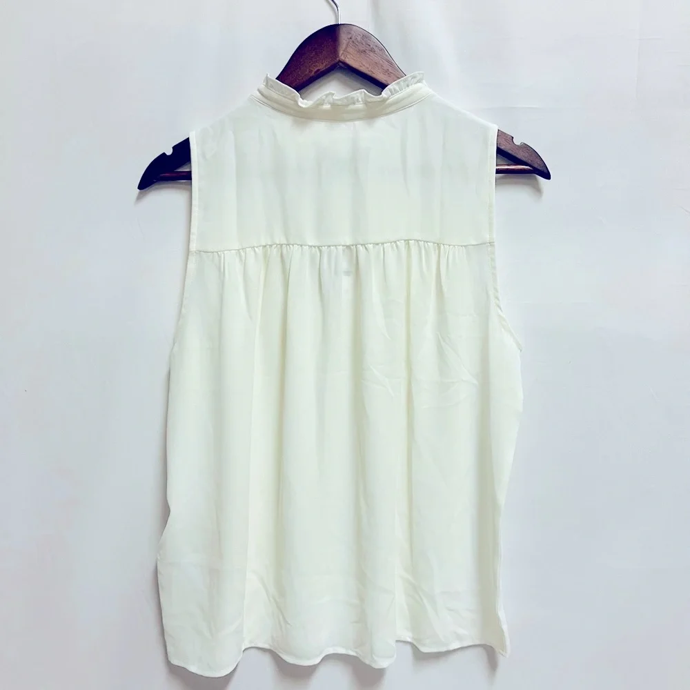 J.Crew Sleeveless button-front ruffleneck popover Size S NWT